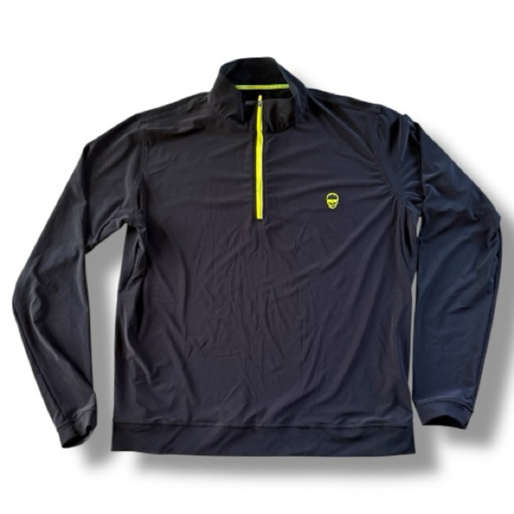 Swag Golf Drop 2.0 SWAG Skull Quarter-Zip Sweater Black Neon Size Large